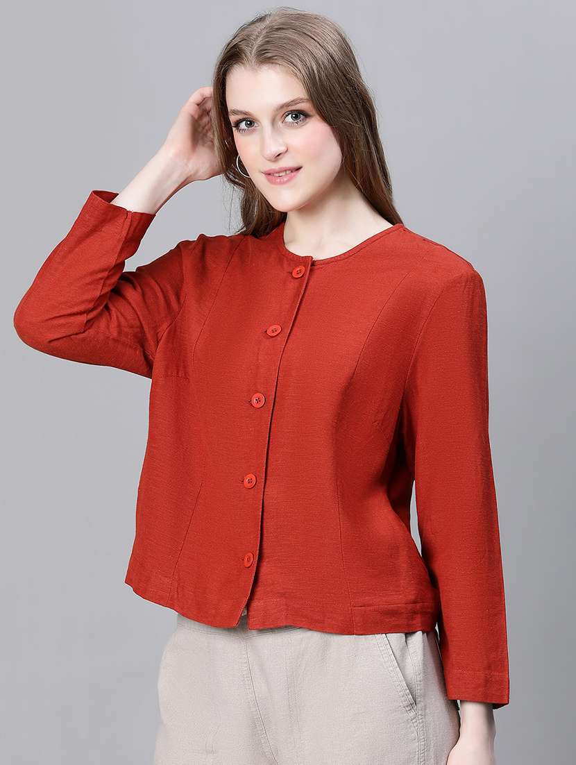 red solid regular jacket - 20323098 -  Standard Image - 1