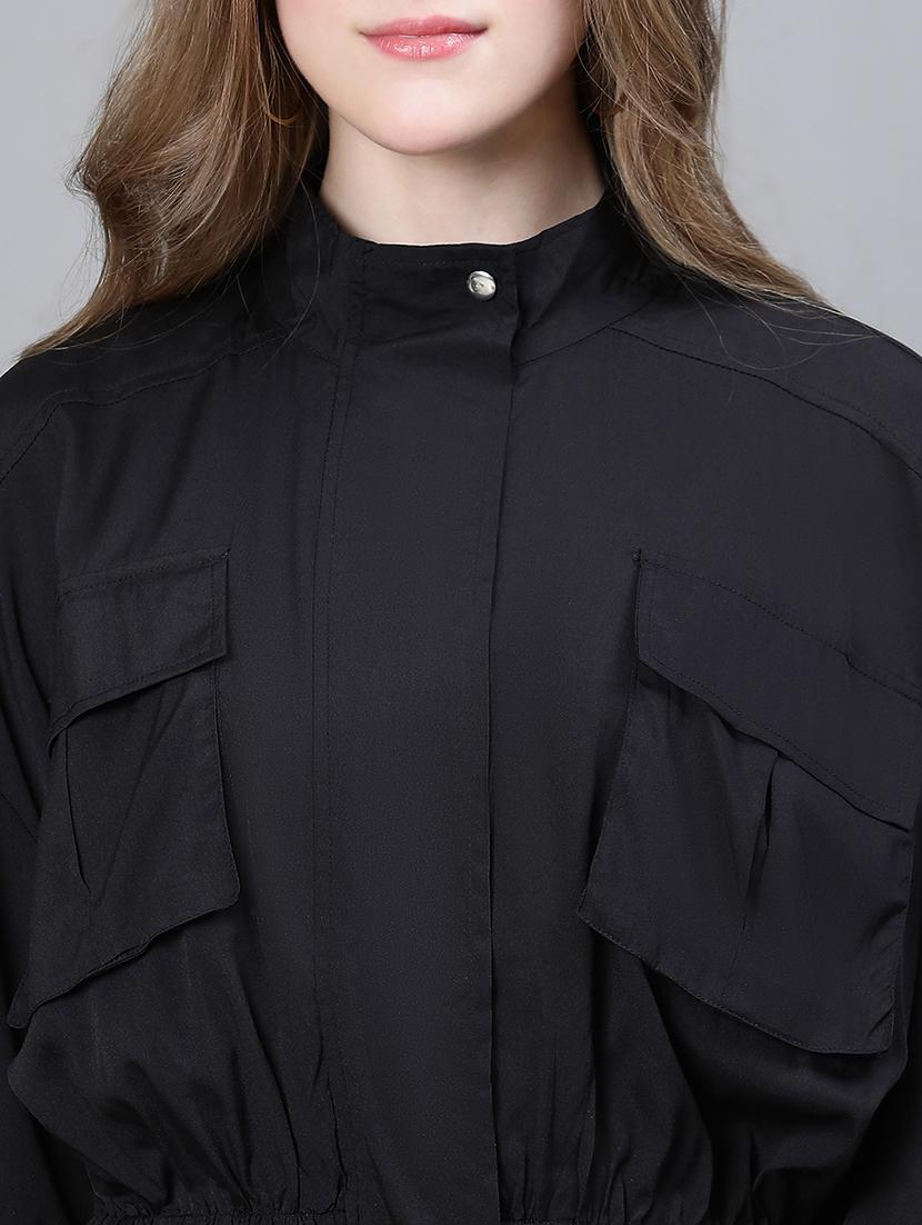 black solid peplum jacket - 20323101 - Standard Image - 4