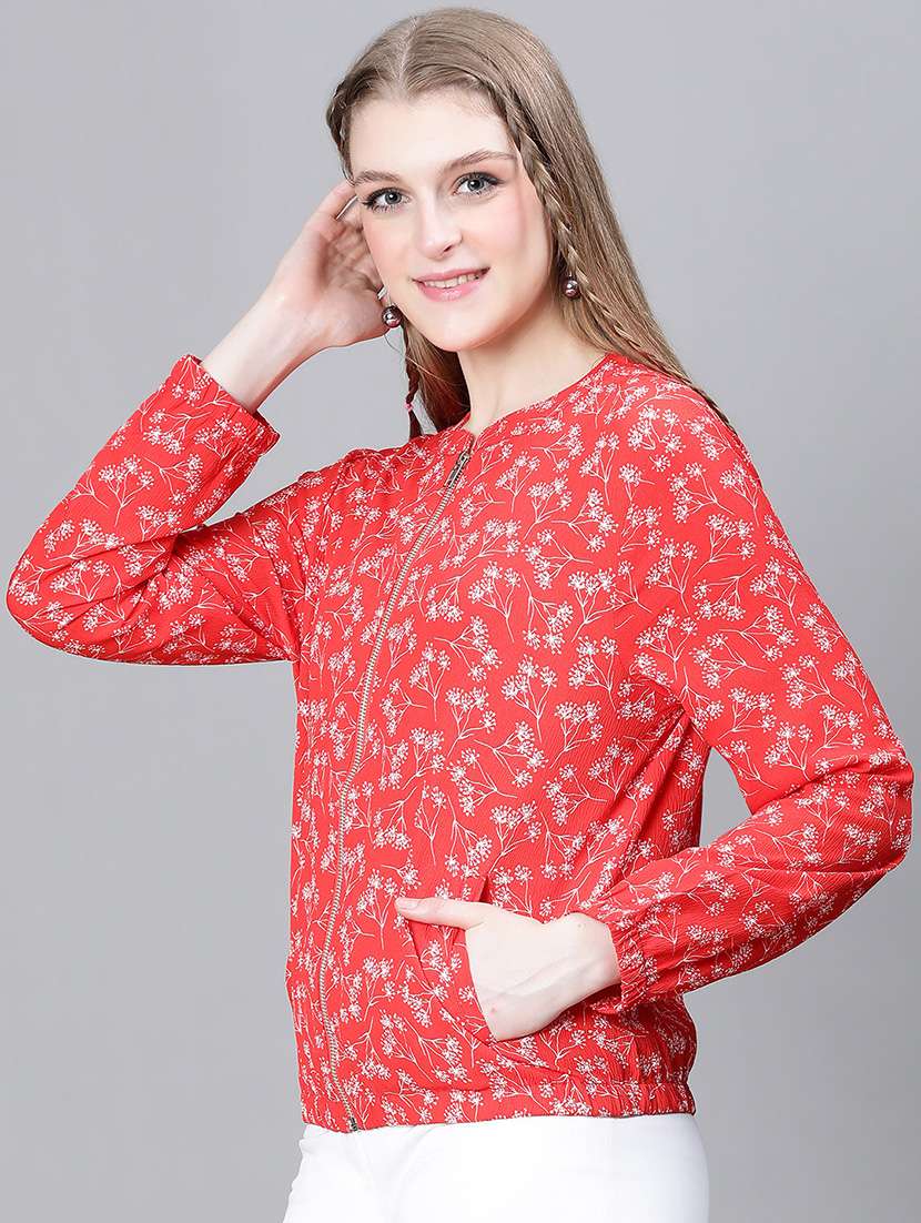 red floral regular jacket - 20323104 -  Standard Image - 1