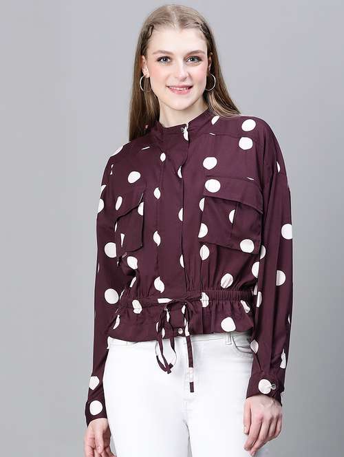 burgundy polka dots peplum jacket - 20323107 - Standard Image - 0