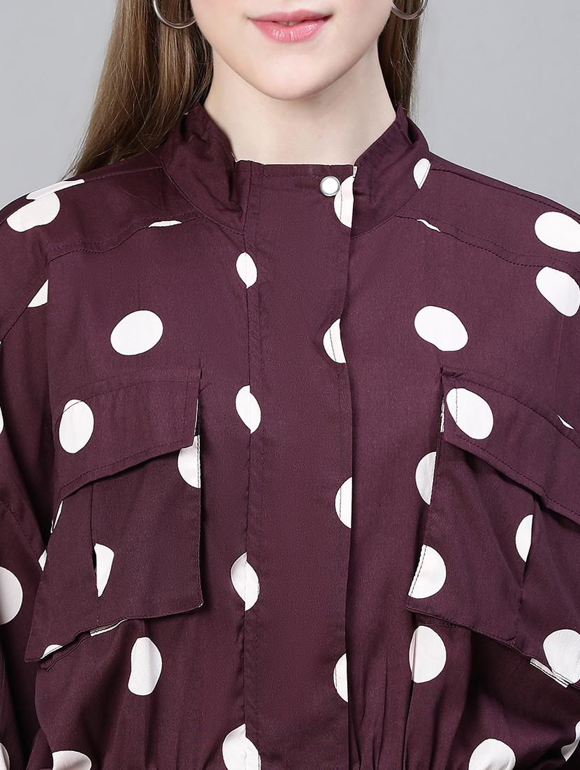 burgundy polka dots peplum jacket - 20323107 - Standard Image - 4