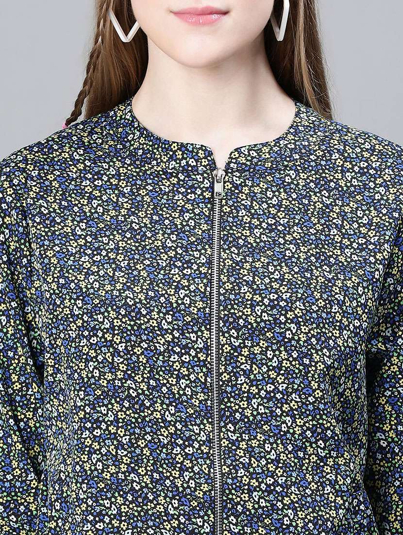 black floral print regular jacket - 20323116 - Standard Image - 4