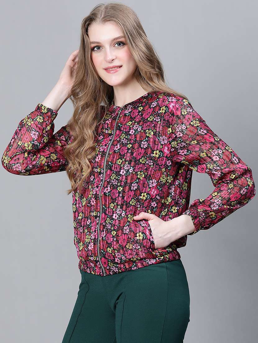 multi color floral print regular jacket - 20323123 -  Standard Image - 1
