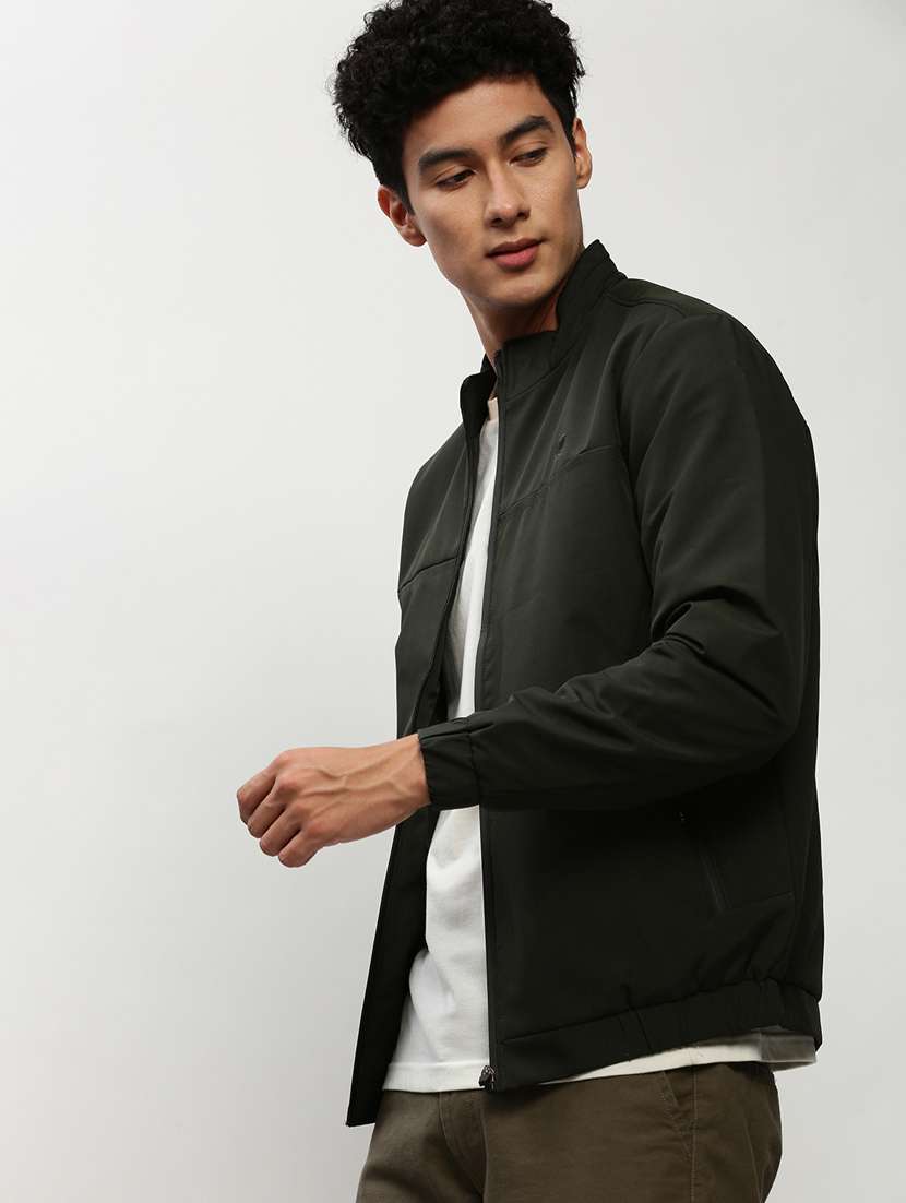 olive green nylon bomber jacket - 20325233 - Standard Image - 1