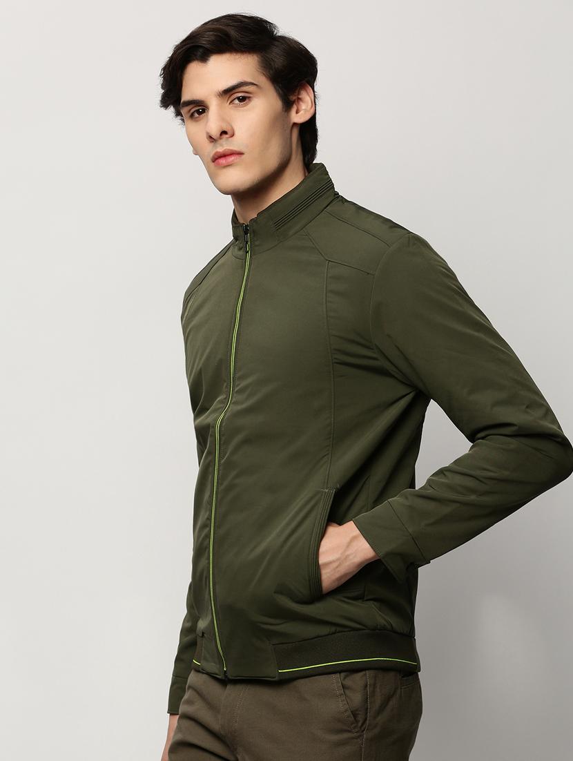 olive green nylon bomber jacket - 20325235 - Standard Image - 1