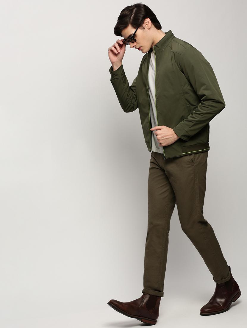 olive green nylon bomber jacket - 20325235 - Standard Image - 4