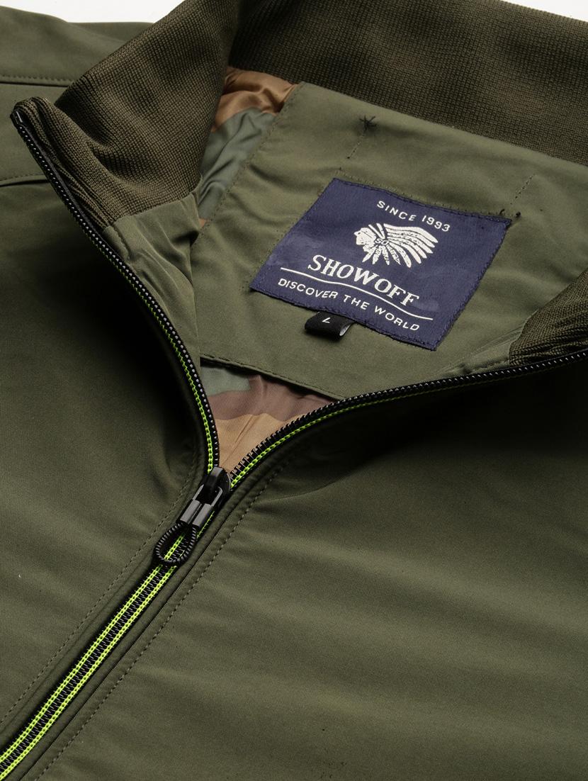 olive green nylon bomber jacket - 20325235 - Standard Image - 6