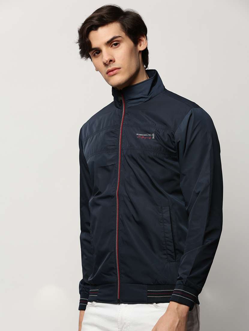 navy blue nylon bomber jacket - 20325241 -  Standard Image - 1