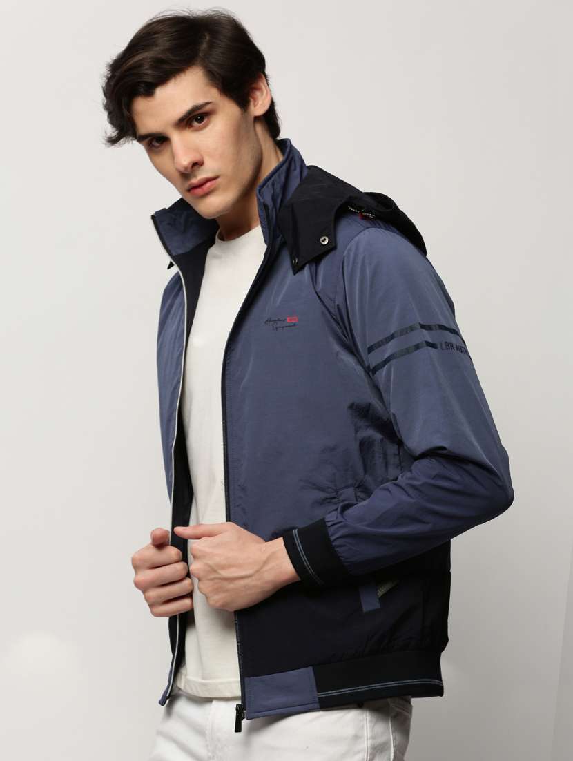 navy blue nylon bomber jacket - 20325244 -  Standard Image - 1