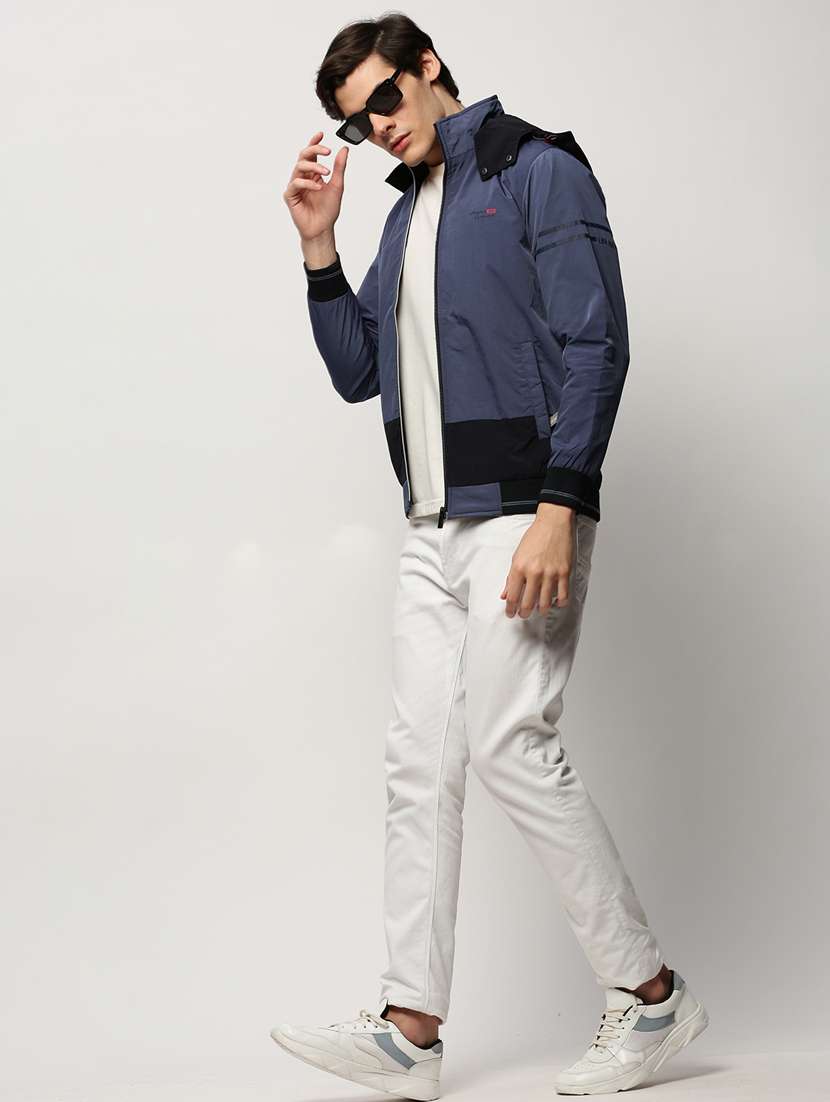 navy blue nylon bomber jacket - 20325244 -  Standard Image - 4