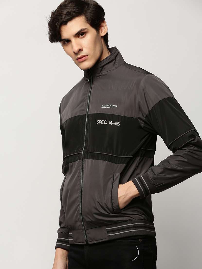 grey nylon bomber jacket - 20325247 -  Standard Image - 1