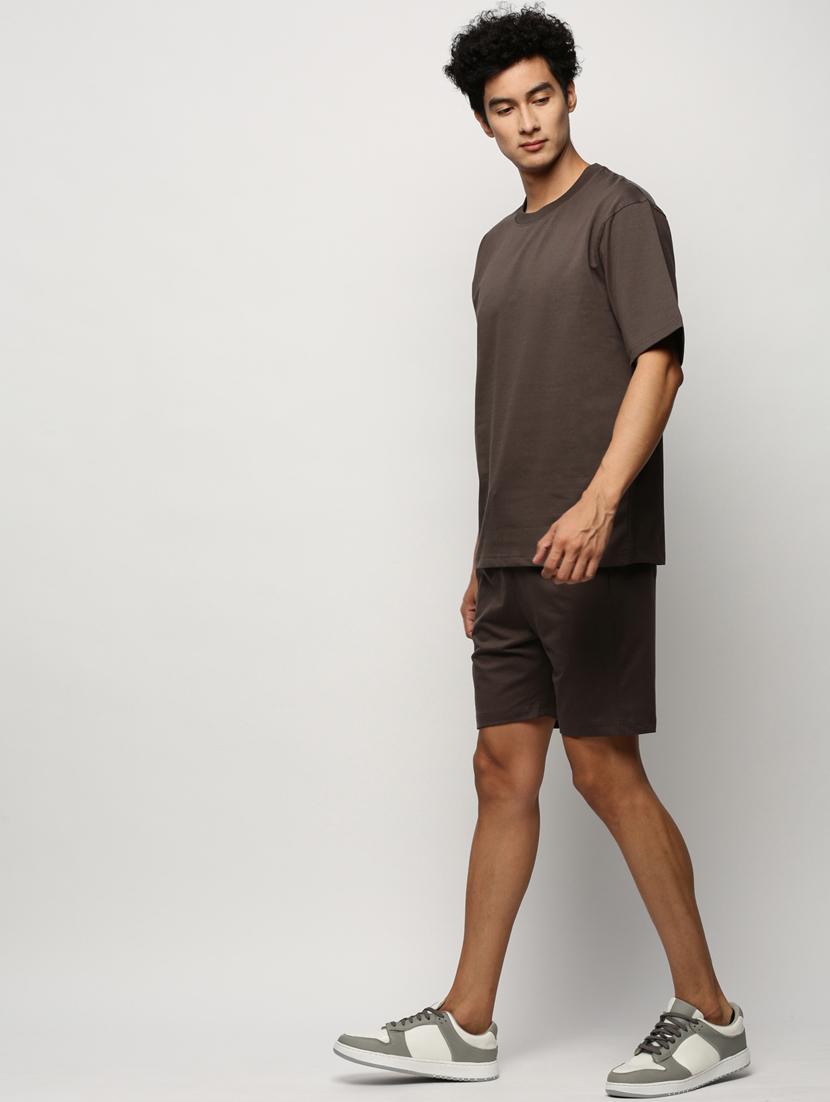 men round neck solid co-ord set - 20325258 - Standard Image - 1