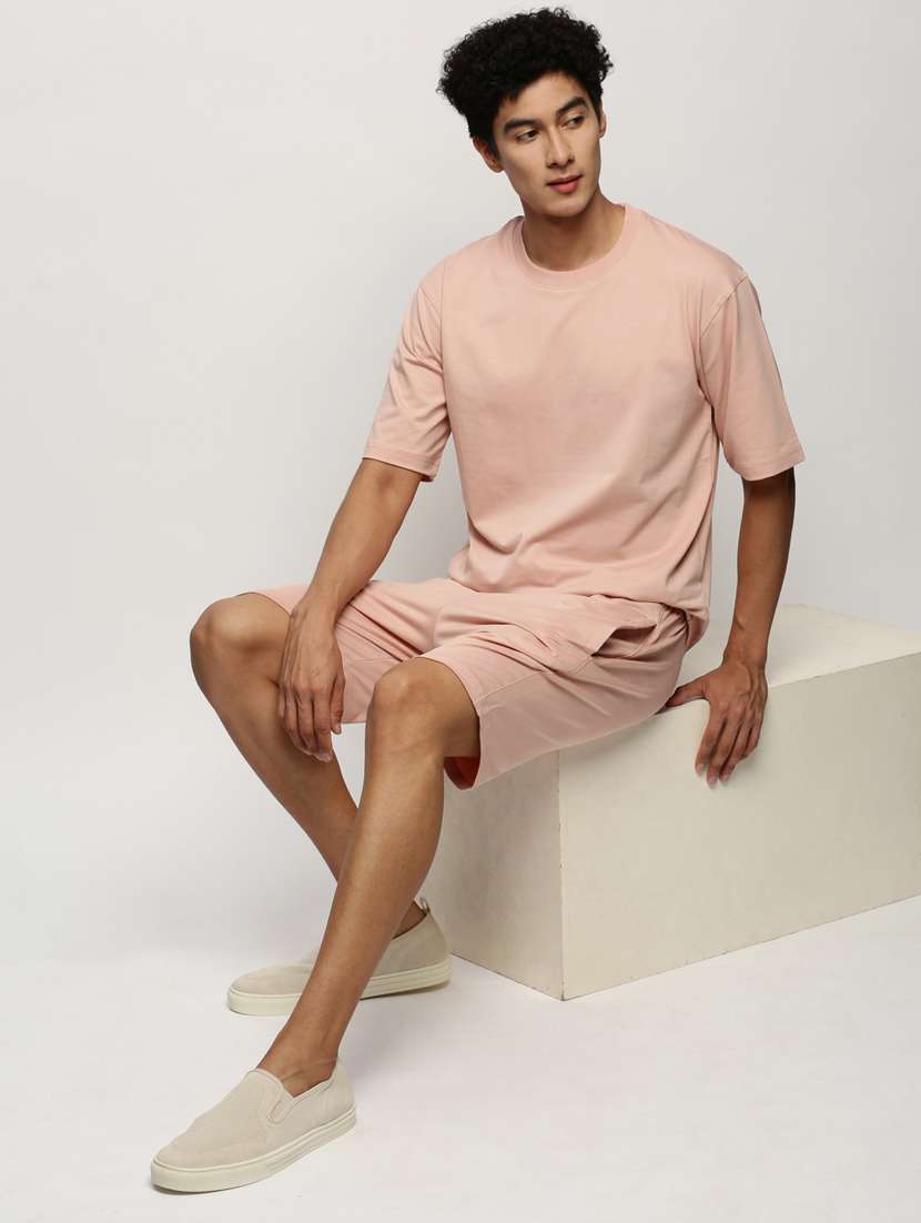 men round neck solid co-ord set - 20325260 -  Standard Image - 4