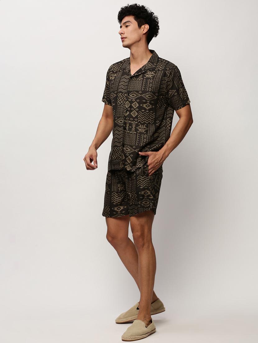 olive printed co-ord set - 20325269 -  Standard Image - 1