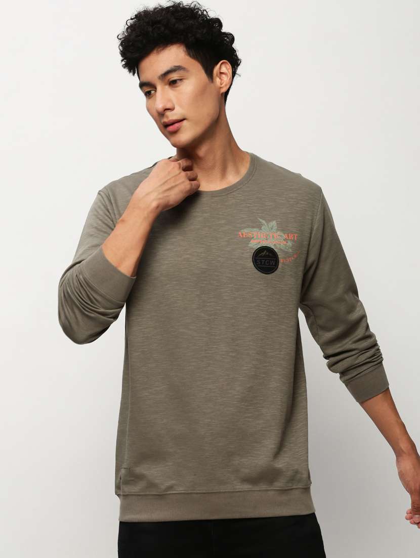 men long sleeves front & back print sweatshirt