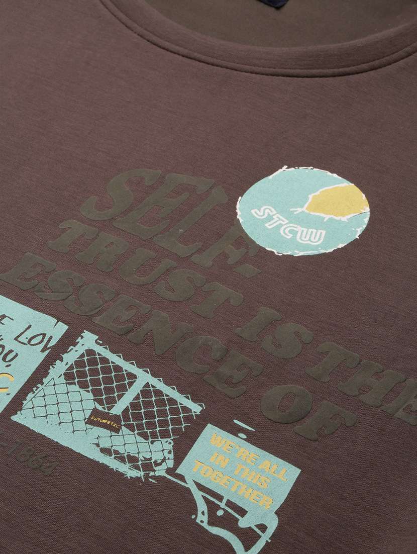 men brown graphic print cotton regular sweatshirt - 20325367 -  Standard Image - 6