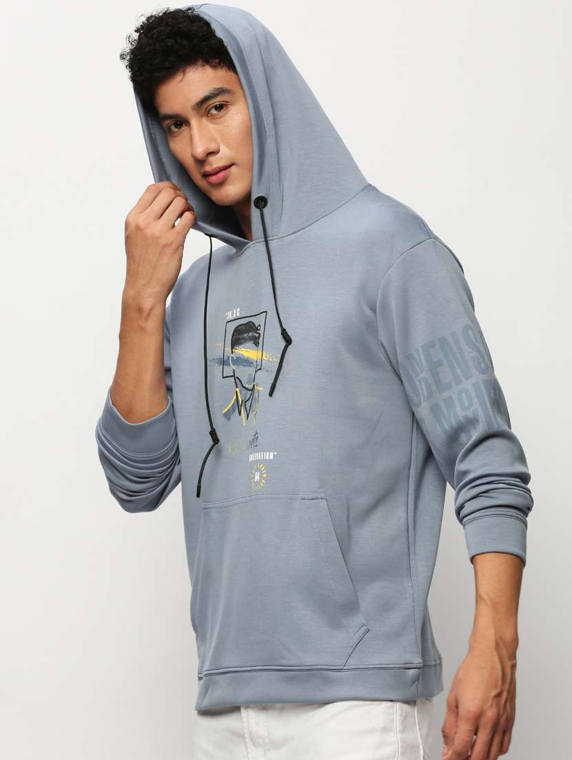 men blue cotton regular sweatshirt - 20325399 -  Standard Image - 1