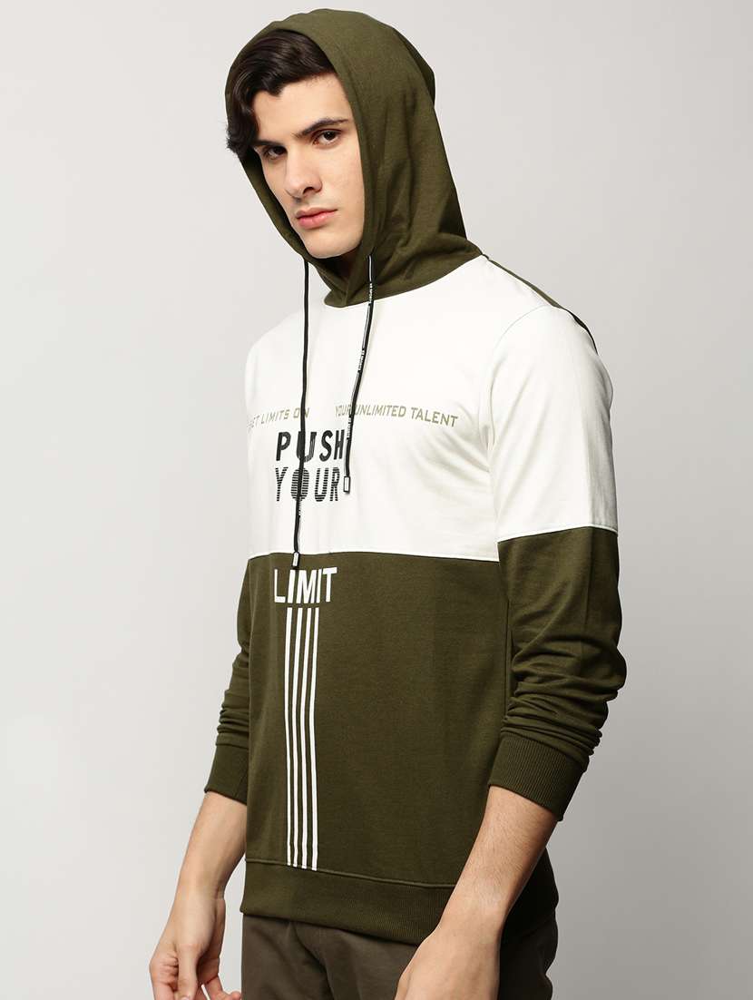 men multi colored hooded color block cotton regular sweatshirt - 20325409 -  Standard Image - 1