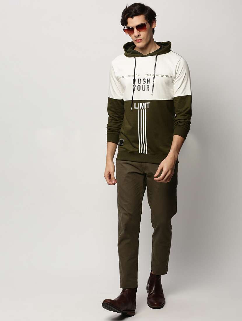 men multi colored hooded color block cotton regular sweatshirt - 20325409 -  Standard Image - 4