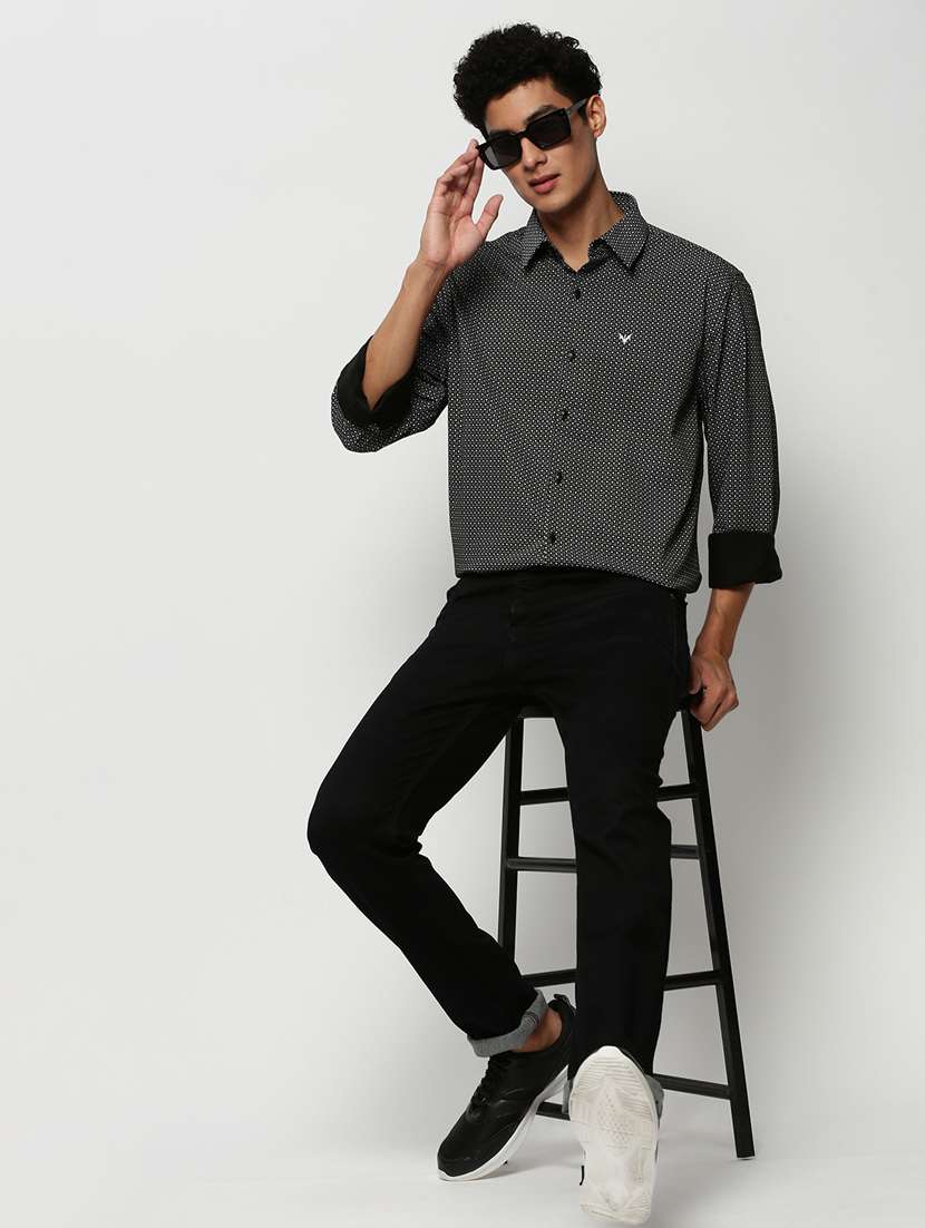 mens micro print casual shirt - 20325427 -  Standard Image - 4