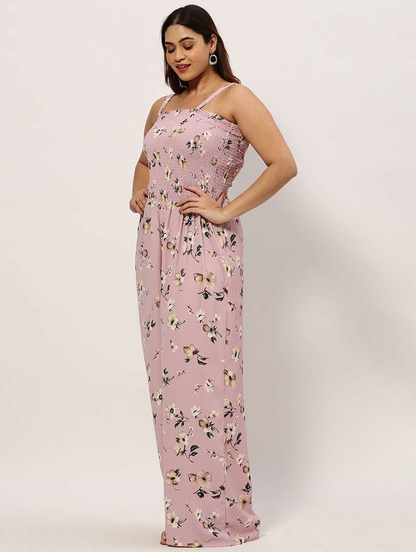 pink floral full leg jumpsuit with shrug - 20325544 -  Standard Image - 1