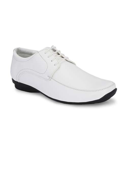 men solid white lace-up derby - 20325578 -  Standard Image - 0