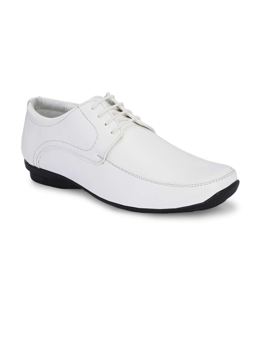 men solid white lace-up derby