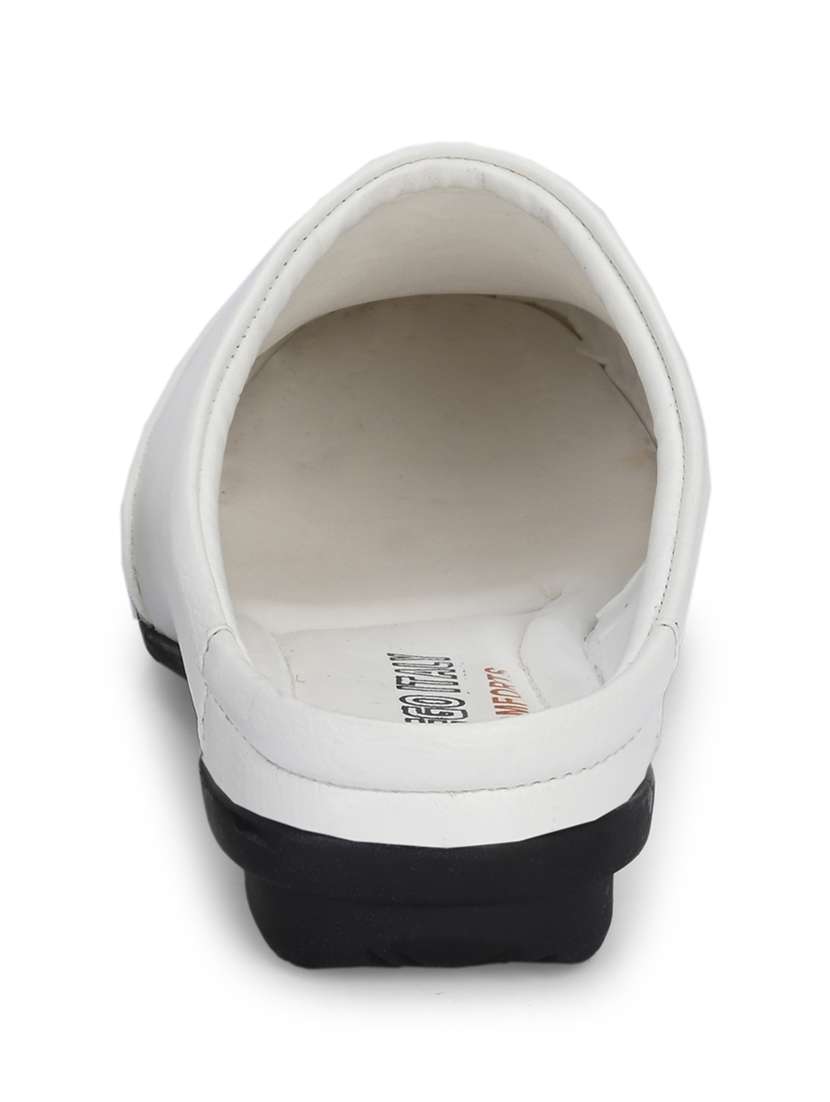 men solid white slip on mule - 20325581 - Standard Image - 4