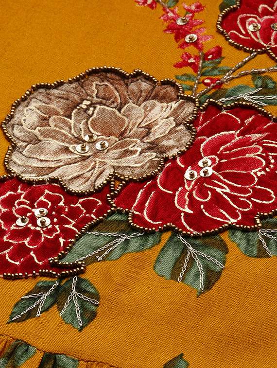 mustard colored a-line kurta - 20325600 -  Standard Image - 4