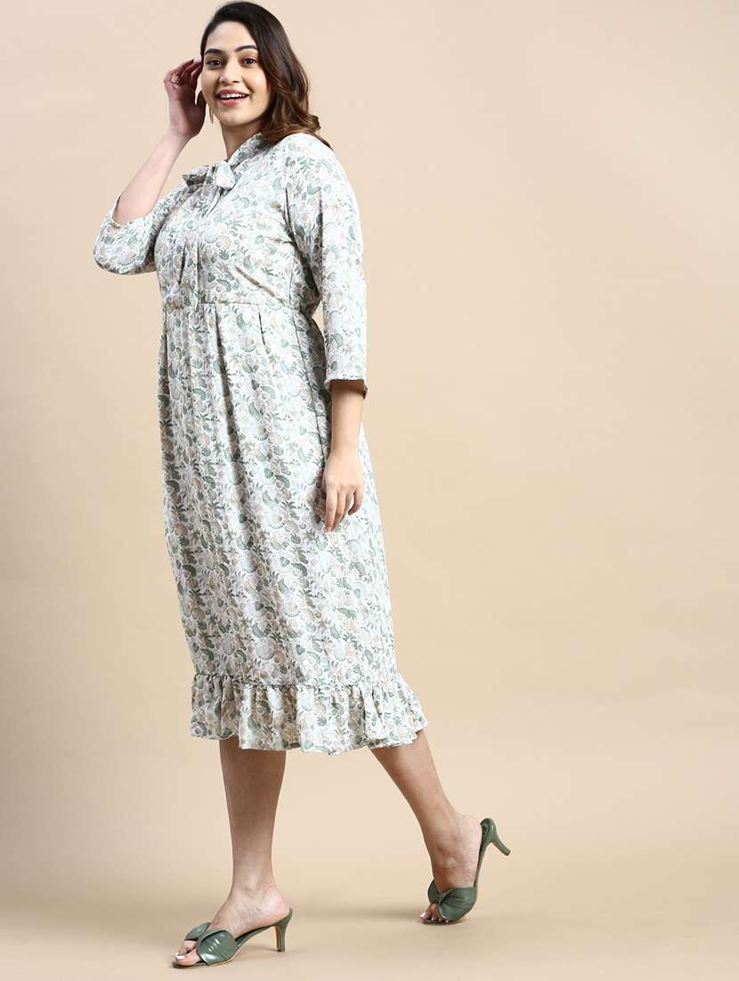 white printed a-line dress - 20325629 -  Standard Image - 1