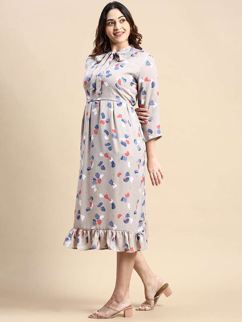 grey printed a-line dress - 20325639 -  Standard Image - 1