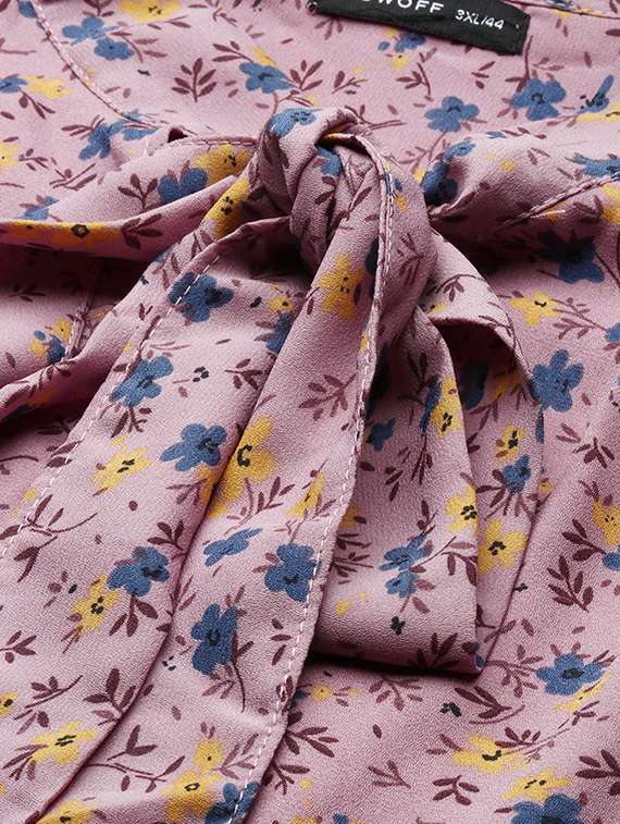 purple floral print fit & flare dress - 20325640 - Standard Image - 4