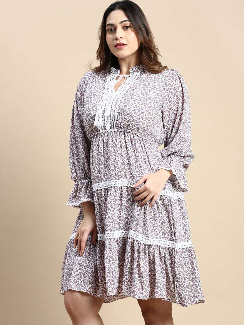 white floral print tiered dress - 20325644 - Standard Image - 1