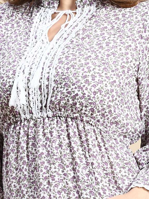 white floral print tiered dress - 20325644 - Standard Image - 4