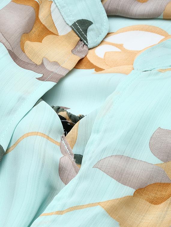 light blue floral print a-line dress - 20325649 - Standard Image - 4