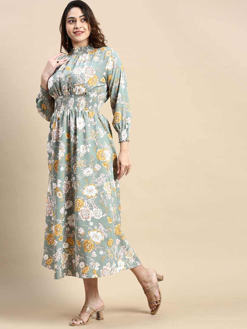 green floral fit & flare dress - 20325662 -  Standard Image - 1
