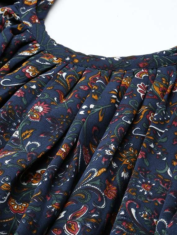 navy blue floral fit & flare dress - 20325674 - Standard Image - 4
