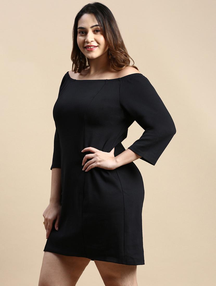 black solid shift dress - 20325678 - Standard Image - 1