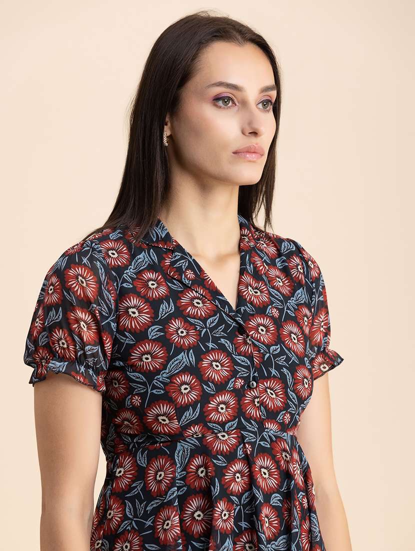 black floral print peplum top - 20325697 - Standard Image - 4