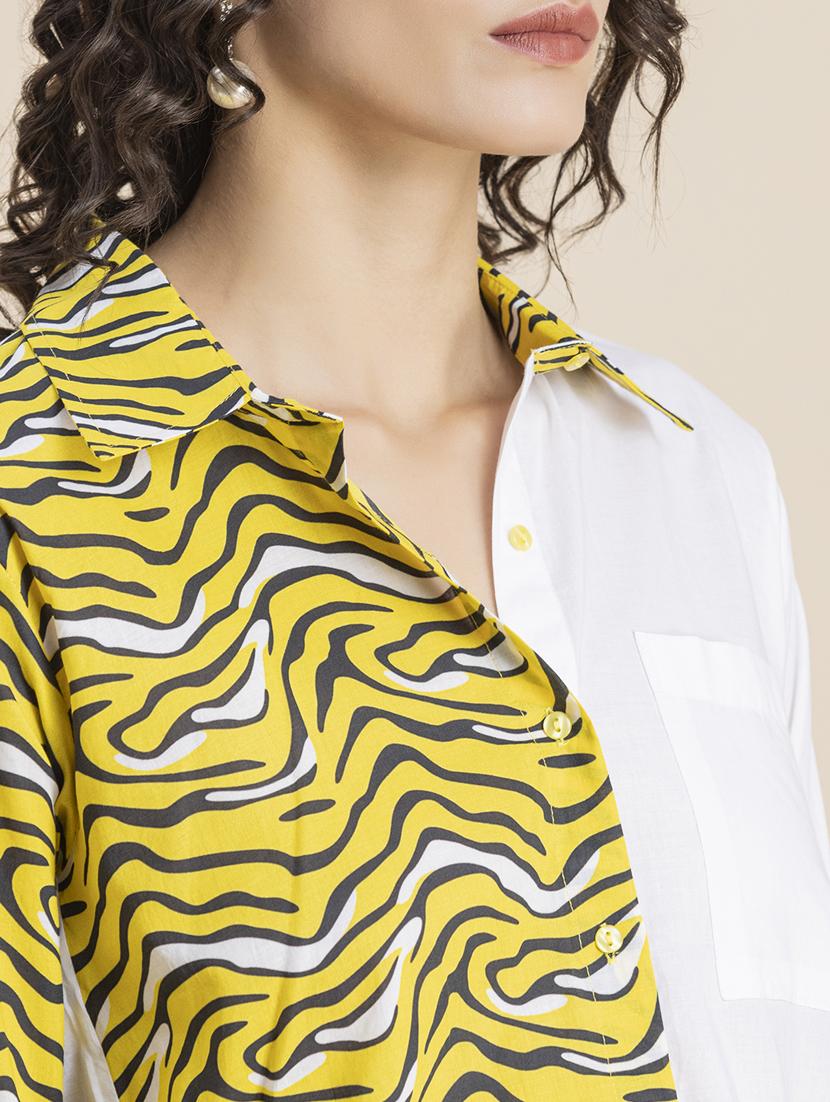 yellow & white printed regular shirt - 20325781 - Standard Image - 4