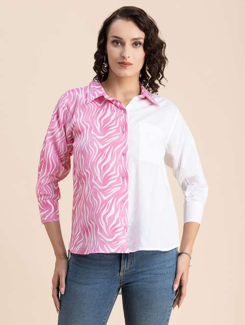 pink & white printed regular shirt - 20325782 -  Standard Image - 0