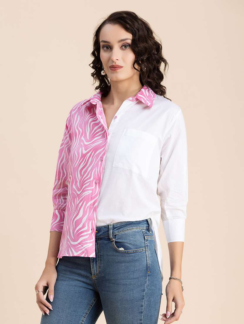 pink & white printed regular shirt - 20325782 -  Standard Image - 1