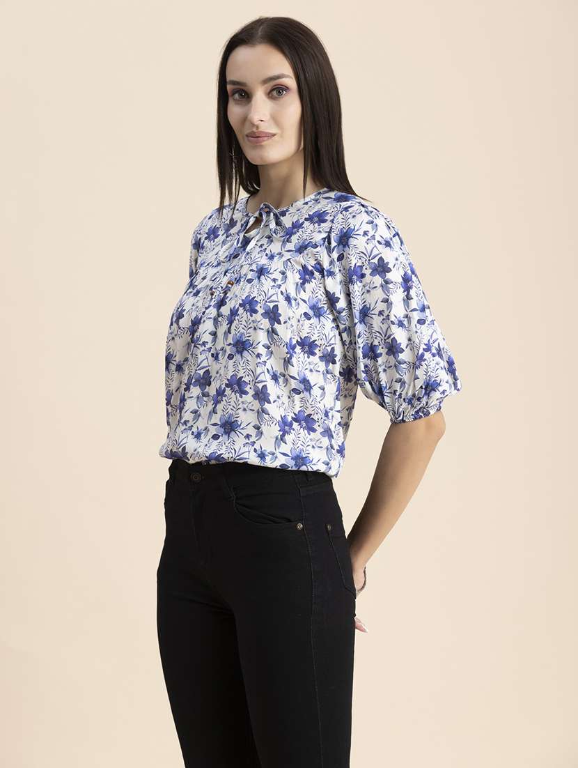 white floral regular tunic - 20325785 -  Standard Image - 1