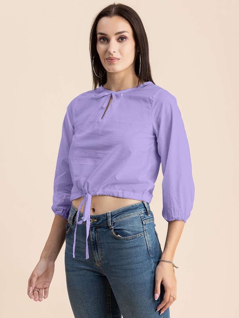 purple cotton blouson top - 20325794 -  Standard Image - 1