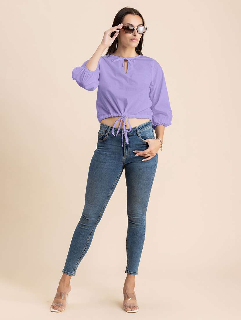 purple cotton blouson top - 20325794 -  Standard Image - 4