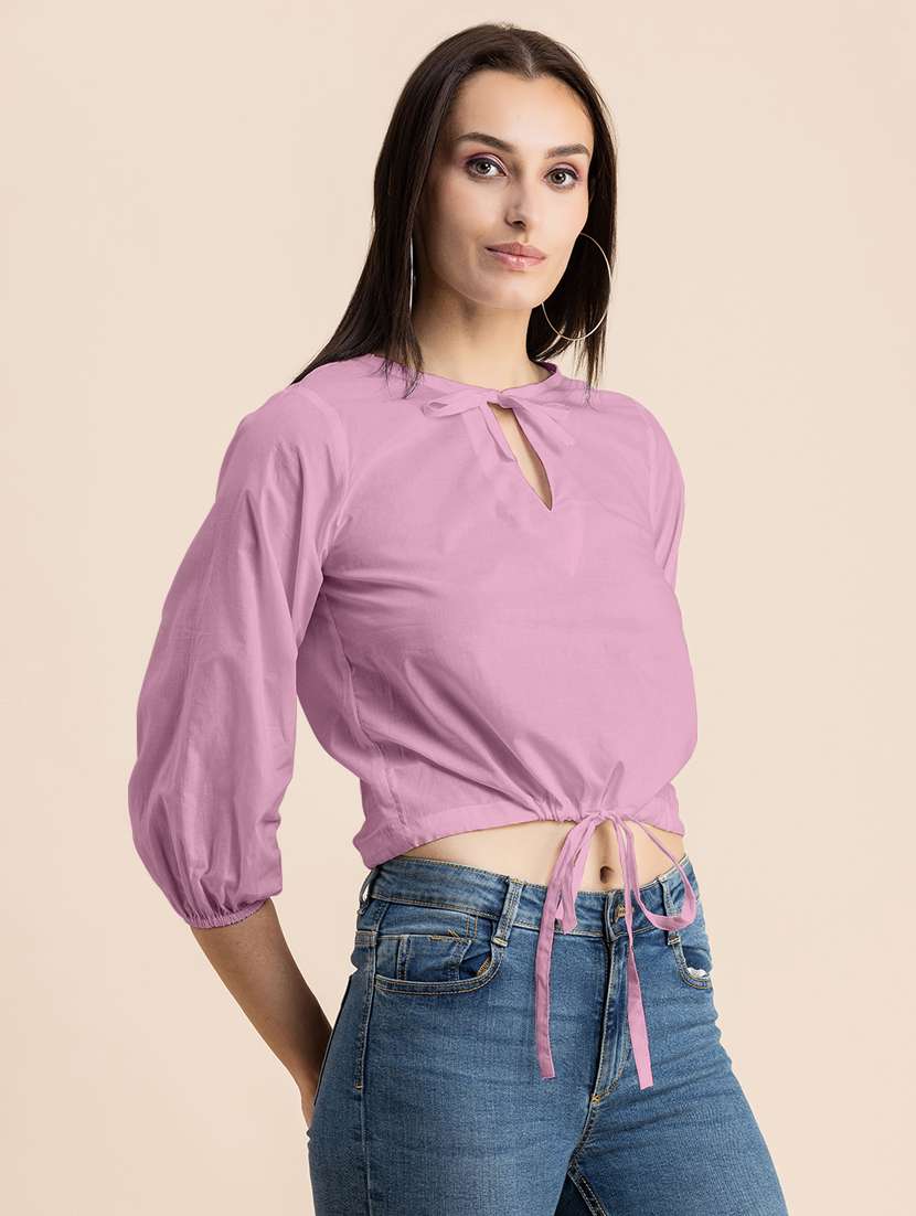 dusty pink cotton blouson top - 20325795 -  Standard Image - 1