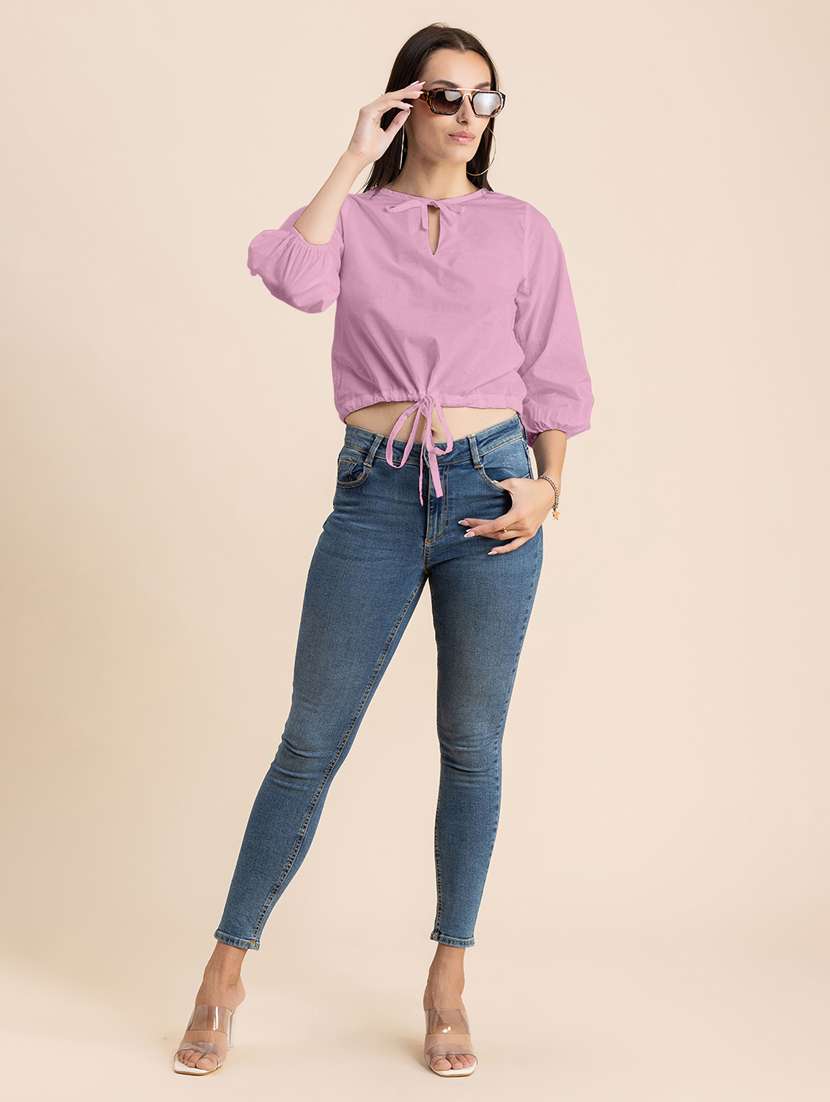 dusty pink cotton blouson top - 20325795 -  Standard Image - 4