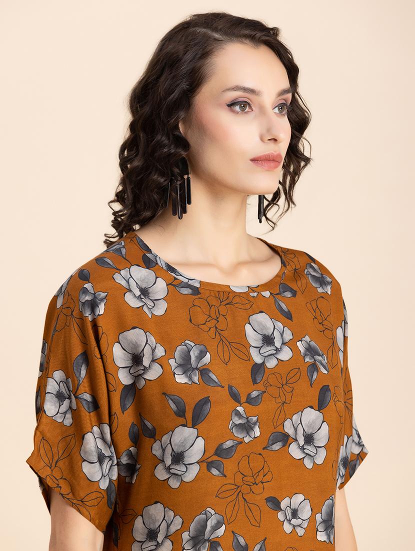 orange floral high-low top - 20325798 - Standard Image - 4