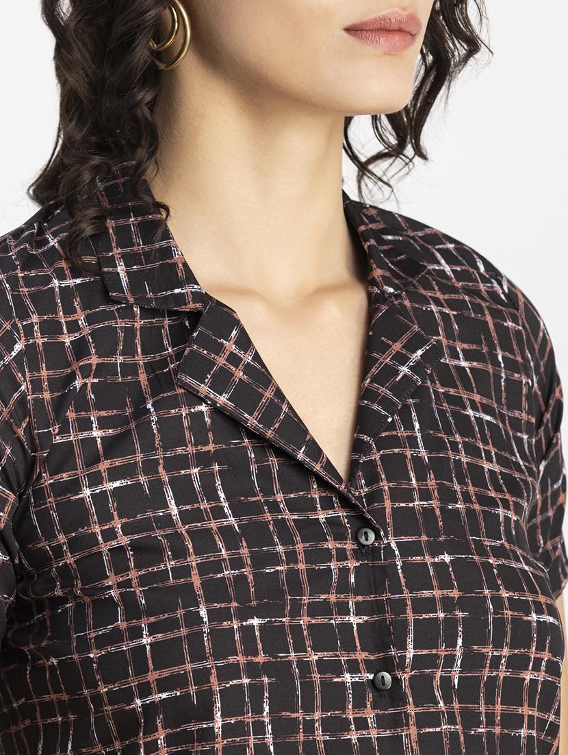 black checks print crop top - 20325803 - Standard Image - 4