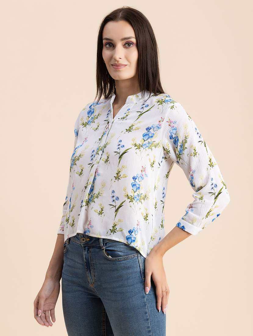 white floral print high low top - 20325813 -  Standard Image - 1